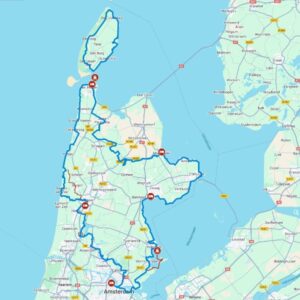 Fietsroute kaart Noord-Holland en Friesland