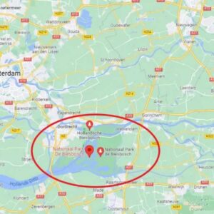 Kaart van Nationaal Park De Biesbosch omgeving.